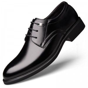 Leather shoes for men's business formal wear, height increasing shoes for men's hollow out casual Korean version men's shoes