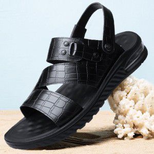 Sandals, men's cowhide cushion, outdoor casual beach shoes, dual-use for wearing outside