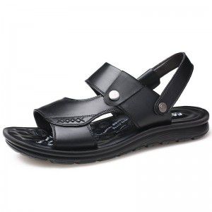Summer men's sandals, cowhide casual outdoor beach shoes, dual-use soft soled soft top slippers for men