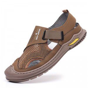 Men's shoes with hollowed out breathable driving soft sole, casual holes, toe caps, foot covers, sandals for men