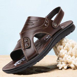 Sandals, men's cowhide beach, summer outdoor shoes, dual-purpose cool slippers