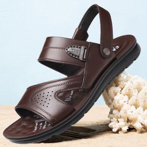 Summer cowhide sandals for men, suitable for both casual and outdoor wear, driving slippers for men, beach shoes for men