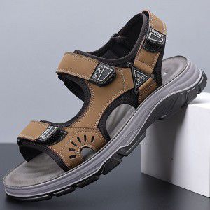 Latex soft soled sandals for men's outdoor wear, casual driving, anti slip beach shoes, men's shoes