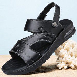 Men's sandals, summer cowhide sandals, men's non slip one foot soft soled soft top outdoor beach shoes