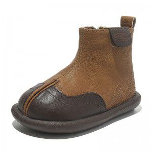 Children's retro leather boots, baby Martin boots, children's soft soled short boots