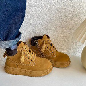 Spring and Autumn Boys' Short Boots with Side Zipper, Girls' Martin Boots, Versatile and Casual