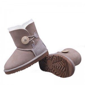 Parent child warm fur integrated children's snow boots, anti slip cowhide sole, midsole, girls' leather boots, cotton boots