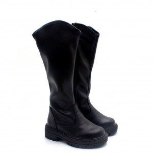 2022 European and American autumn and winter new fashionable microfiber side zipper soft high tube girls' boots for small and medium-sized girls