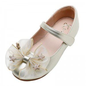 Girls' bow single shoes with soft sole, medium size princess shoes, Velcro children's shoes