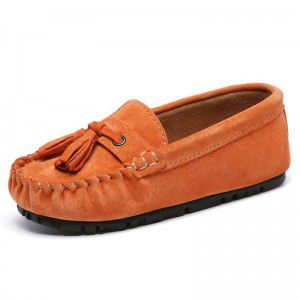 Children's shoes, bean shoes, genuine leather, medium size men's shoes, British tassel trendy shoes, girls' princess shoes