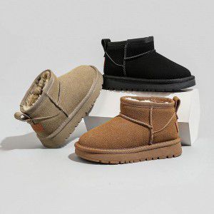 Children's snow boots, boys' short boots, Korean version, girls' cotton shoes, medium and large children's warm boots