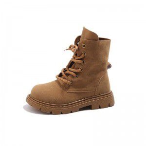 Children's velvet pure cowhide Martin boots for women, thick sole with inner height increase, short tube for leg length display, soft leather children's boots