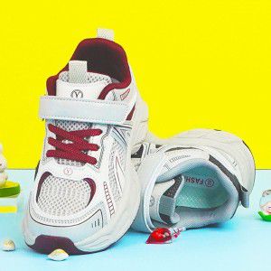 Children's sports shoes for boys and girls, single net dad shoes, Velcro casual sole shoes