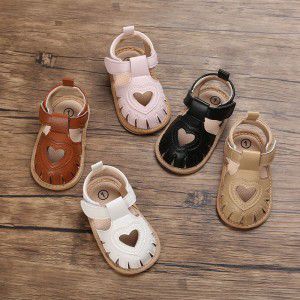 Summer 0-1 year old male and female baby shoes with breathable hollow soft rubber sole for learning to walk 0-6-12 month old baby sandals
