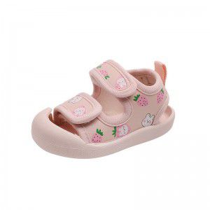Baby girl sandals summer 0-1-2 years old 3 children princess shoes cartoon toe cap baby shoes soft soled walking shoes