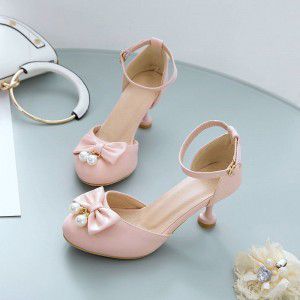 Children's high heels, girls' shoes, spring and autumn fine heels, performing princess shoes, 11 year old girls' shoes, 13 year old girls' shoes