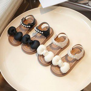 Girls' sandals, children's princess shoes, little girls' soft soled anti slip baby beach Roman shoes