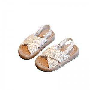 Girls' ethnic style sandals with casual soft soles, retro beach shoes for middle and large children, students