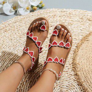 Toe colored women's sandals for vacation, lightweight petal beach shoes