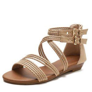 Slope heel sandals, women's open toed shoes, thick sole, soft sole, cross Roman cool boots