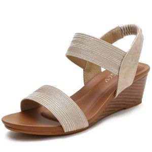 Sandals, women's straight strap, Roman style shoes, sloping heels, fashionable women's shoes