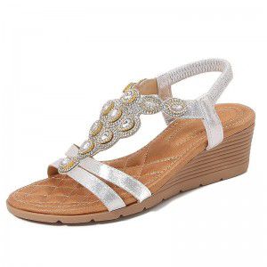 Fashion rhinestone sandals Korean version thick soled wedge heel women's shoes